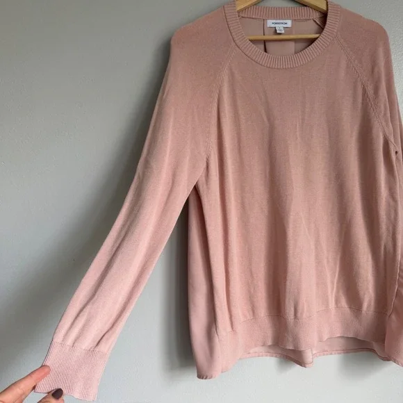 Nordstrom Womens S Blush Pink Linen Blend Knit Sweater Spring Lightweight Modest - Picture 5 of 9